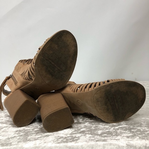 Dolce Vita Vegan Suede Open Toe Tan Booties size 10 - Picture 4 of 11